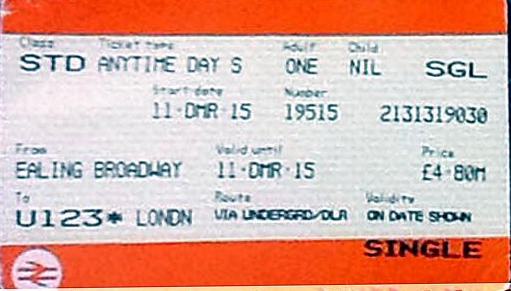 The man’s ticket from Ealing Broadway to Euston
