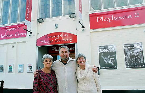THE smart new exterior of Shaw Playhouse 2 Theatre — home of the Crompton Stage Society — with from left, Barbara Micklethwaite, chairman, Barrie Cottam, artistic director and Judith Haughton, treasurer