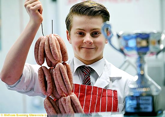 PRIZE-WINNING Tom Wood (16), king of the sausage. 