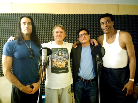 Dave Robinson (second left), from University Campus Oldham in Hollywood with (l-r) actor Mathew Karedas, director Gregory Hatanaka and actor Mark Frazer