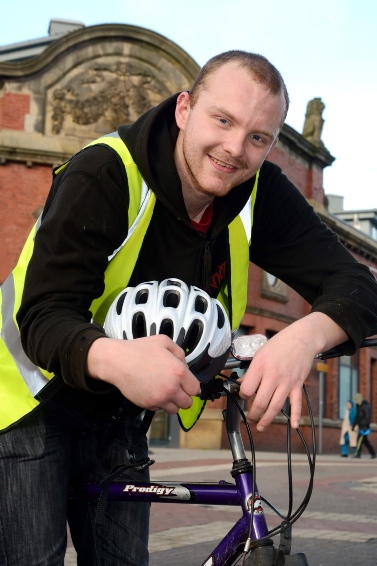 Hotel night porter Connor Stephens, who cycles to his job at Ashton Leisure Park thanks to TfGM’s Bike Back to Work scheme
