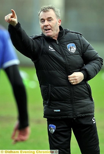 JOHN SHERIDAN . . . the Athletic boss will consider the state of the club’s home pitch when he brings in a new striker.