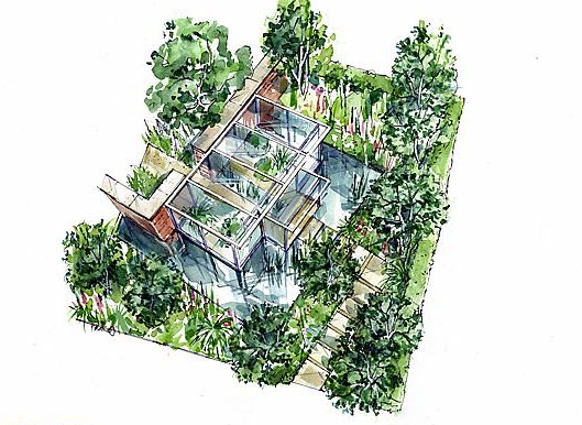 AN artist’s sketch of the Hartley Botanic garden planned for the Chelsea Flower Show
