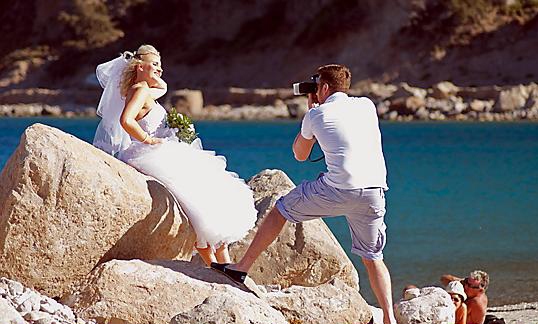ON location . . . bride Sarah Cobbett poses for a picture