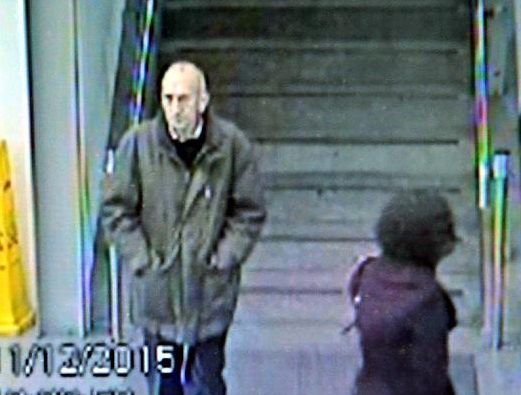 ON his way to Saddleworth . . . a grainy CCTV image of the mystery man at Piccadilly Station