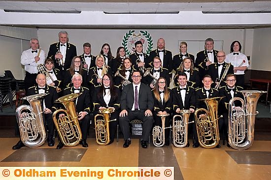 Boarshurst Silver Band - the only Oldham brass band to qualify for the National Championship, with conductor James Garlick