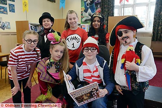 Year seven pupils at Crompton House School celebrate World Book Day as their favourite literary characters: (l-r, rear), George Denson, Lily Kulczycki, Jaheera Awal (l-r, front) Aimee Johnstone, Georgia Folwell, Sam Brogden, Brandon Housley.