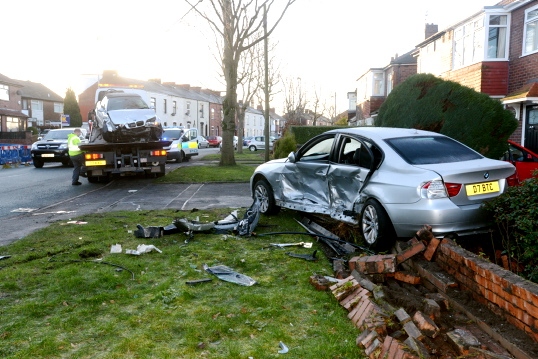 THE scene after the crash in Foxdenton Lane, Chadderton