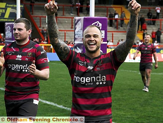 Steve Roper salutes the Roughyeds supporters at the KC Lightstream Stadium