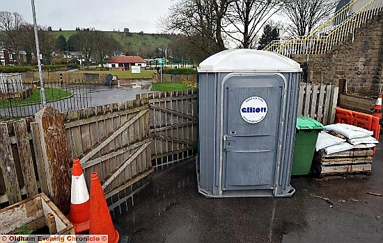 Dunwood Park (in Shaw) cafe toilets are out of order due to a drainage problem. This affects the bowling teams that are based there.

PIC shows temporary toilet facilty (clubhouse in distance).