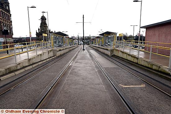 Empty Metrolink station at Mumps after services cancelled