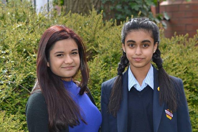 Mahasweta Ganguly (left) and Zara Tahir (right) at Withington Girls' School