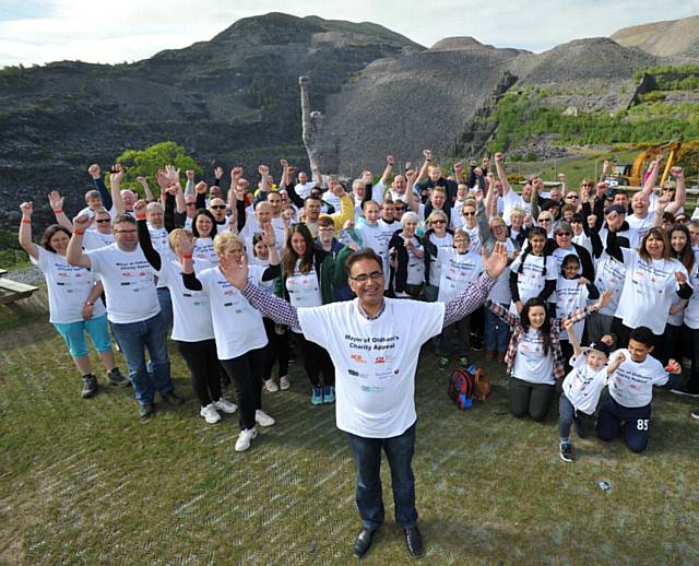 The Mayor of Oldham’s Zip Wire Challenge at Penrhyn Quarry, Bethesda, North Wales. PIC shows Mayor Cllr Ateeque Ur-Rehman and the whole group from Oldham.