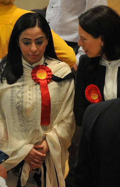 INTEGRITY... Arooj Shah will be back say her Labour colleagues. Pictured with Debbie Abrahams MP after her election defeat earlier this month.