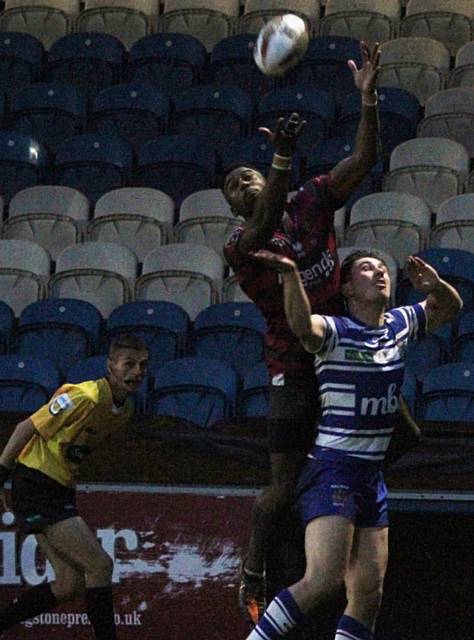 LEAP OF FAITH
Jamel Chisholm leaps to score Oldham only try of the night.