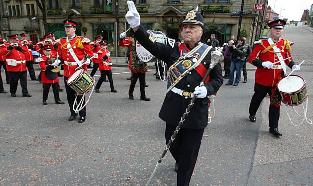 The Imperial Corps of drums from Liverpool played to the massed crowds at the town hall.