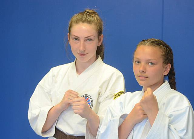 Katie Hardman (15), left and Elise Procter (11) have been picked to compete in the World Karate Championships in Dublin, funded by Oldham Community Leisure in Failsworth.