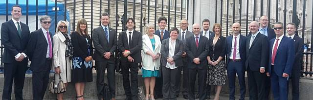 SOME of the Oldham representatives outside Buckingham Palace