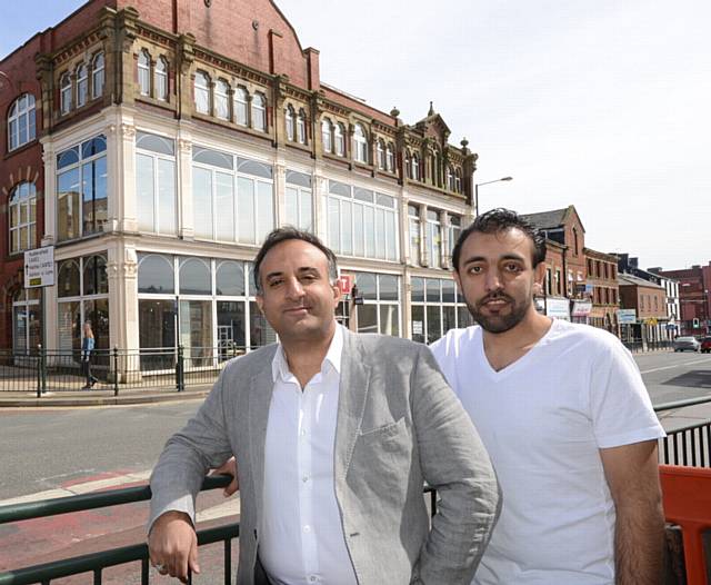 OLDHAM'S Affleck's Palace...Kamran Ghafoor (left) and Sameer Zulqurnain plan to convert part of Kings Hall on King Street into retail units.
