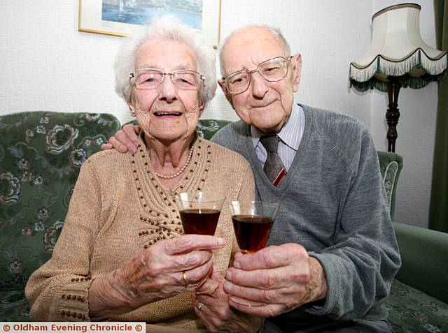 A TOAST to us . . . Edith and Tommy Spencer celebrate their 70th wedding anniversary