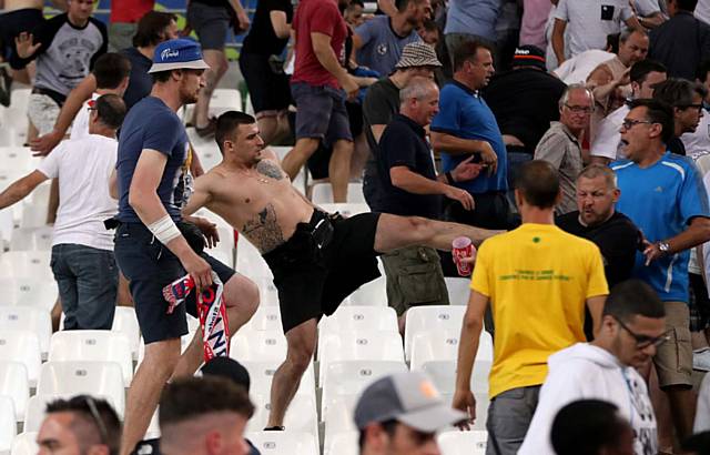 TEMPERS flare between Russian and English fans on Saturday.
