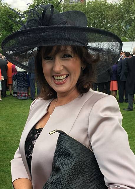 Gill Nuttall at the Queen's garden party at Buckingham Palace
