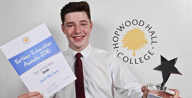 Hopwood Hall Gold Star Award winner 2016 business studies student Jack Morrison
