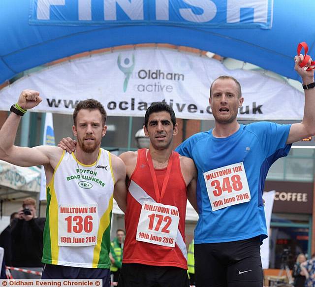 WINNER Bruno Lima, centre, with Rob James second, (left) and Peter James who finished third