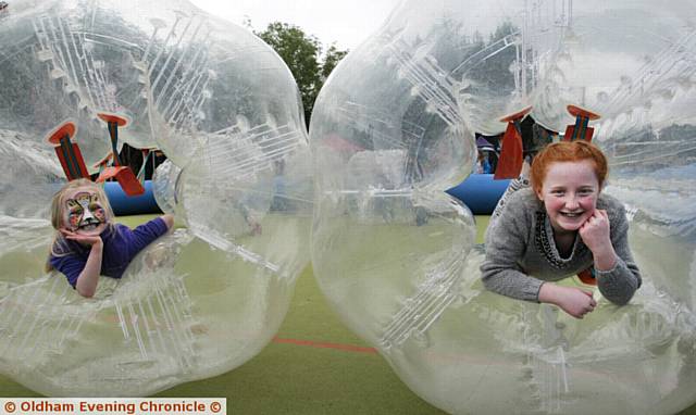 SISTERS Isla Aldred, aged 6, Keivah Aldred, aged 11, enjoying the fun in the Zorb balls
