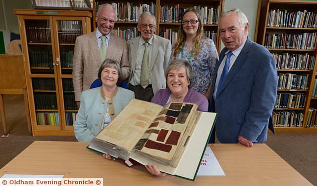 MEET the Mellodews . . . (back, from left) William Hartley, Michael Hawley, Jo Robson (archive officer) and Norman Deakin. Front: granddaughters of James Arthur Mellodew, Carolyn Deakin and Nicky Hawley