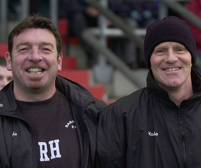HAPPY DAYS . . . former Latics wing wizard Rick Holden (left) with Andy Ritchie. Holden believes ex-team-mate Frank Bunn would be an 'ideal' Latics manager