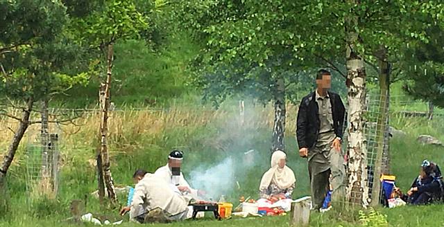 COOKING UP A STORM... visitors to Dovestone ignore signs and have a barbecue