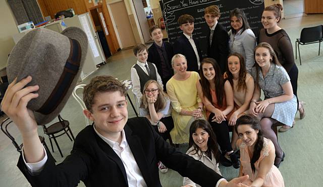 Springhead Congregational Church, Springhead. Dress rehearsal for Scenes You Have Seen. Pictured here are the cast with (left) Ellis Hollins who is in the tv programme Hollyoaks leads the way.