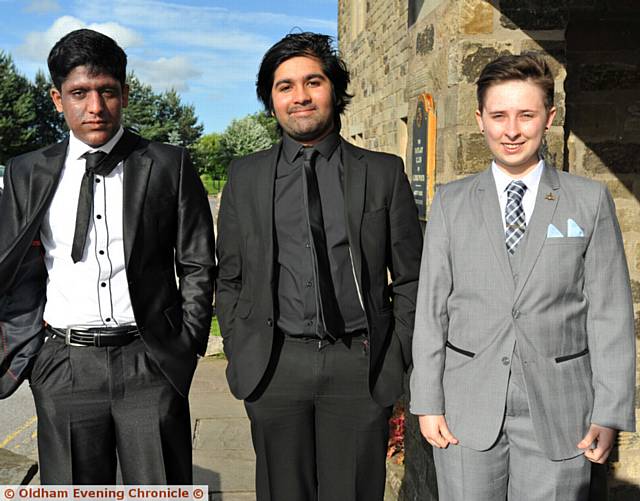 LOOKING sharp . . . (from left) Shoaib Zahid, Shariq Ashraf and Edward Cox