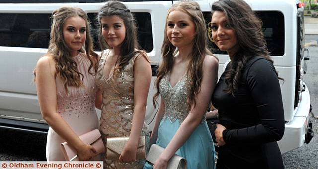 GIRLS in their gowns, from left, Corinne Slattery, Amara Miles, Rachel Berry and Mareesa Smith
