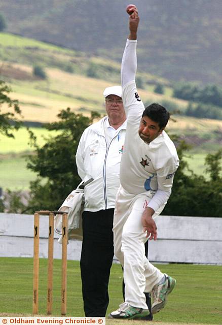 IMRAN ASLAM . . . early victim with the bat, but kept it tight with the ball as Saddleworth overcame Crompton at Well-i-Hole