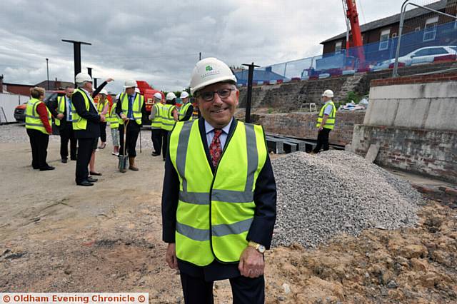 Construction starts at Maggie's within the grounds of the Royal Oldham Hospital. PIC shows Sir Norman Stoller.