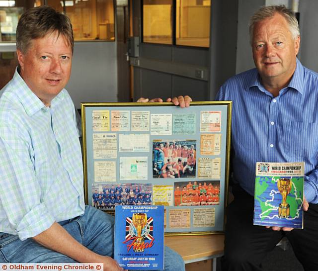 Brothers Michael, left, and Peter Boden who were at 1966 final and their collection of tickets, programmes and memorabilia from the historic day
