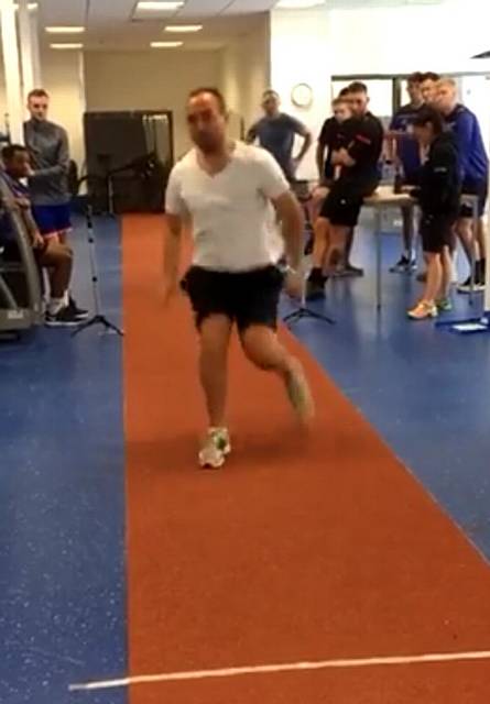 LEE Croft is put through his paces as players take a fitness test at Bolton University