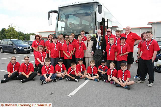 SEND-OFF . . . the mayor and mayoress, Councillor Derek and Di Heffernan, with the children