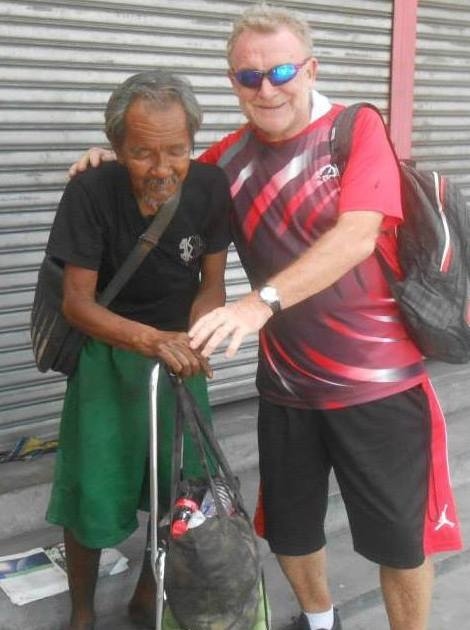 JOHN Flanagan (right) with Ben Losada (77) who is homeless, living on the streets