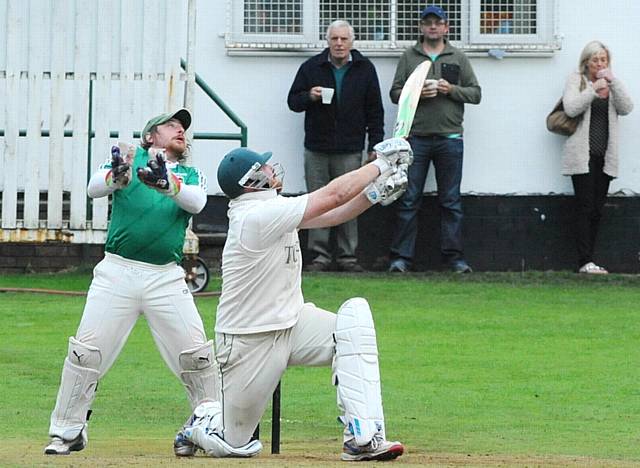 BIG HITS . . . there will be plenty of sixes flying over the boundary ropes at Greenfield on Sunday. Here is Saddleworth's Peter Roberts in full flow as his steam beat Moorside in last year's Saddleworth League Twenty20 Cup final