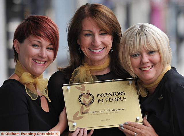 STAFF Oldham recruitment firm achieves Investors in People Gold status (from left) Lisa Wilde, Trish Travis and Lynne Martland