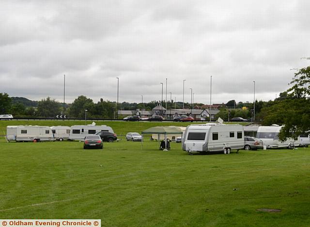 Travellers pictured on land between Chadderton Way and Broadway, Chadderton.