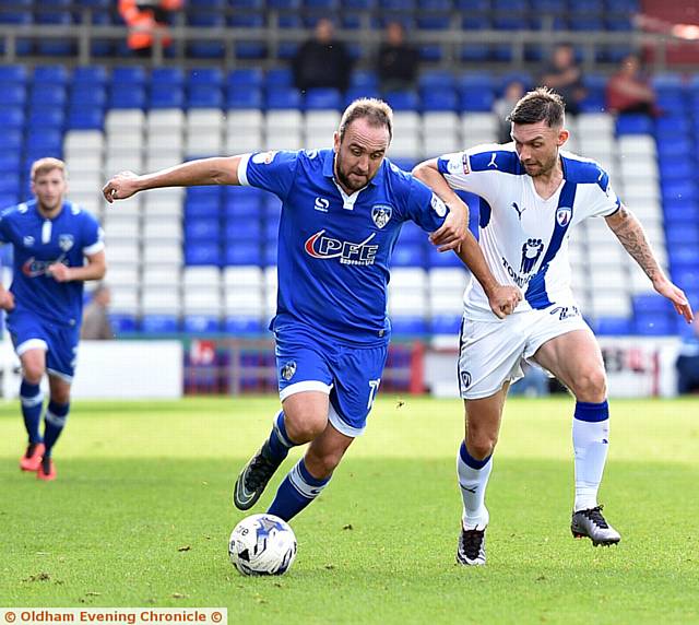 TIME FOR ACTION . . . Lee Croft gave it his best shot when he came on