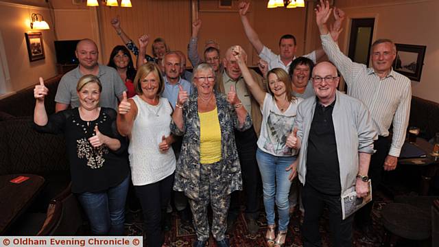 Residents with councillors Dave Murphy and Diane Williamson celebrate the withdrawal of housing plans at Cowlishaw Green