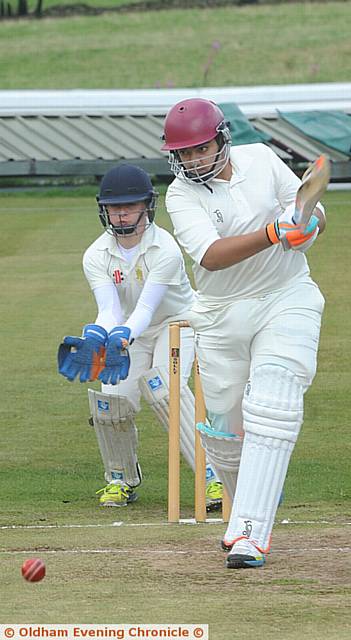 GO FOR IT . . . Abdul Latif (Crompton House) hits a boundary as his team clash in the Year Eight final against Hulme
