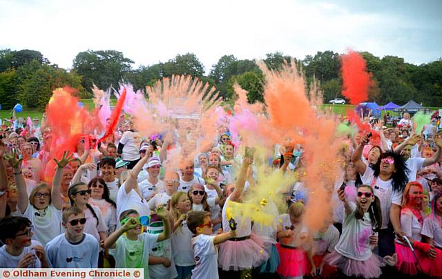 AWASH with colour . . . the start of the colour blast run