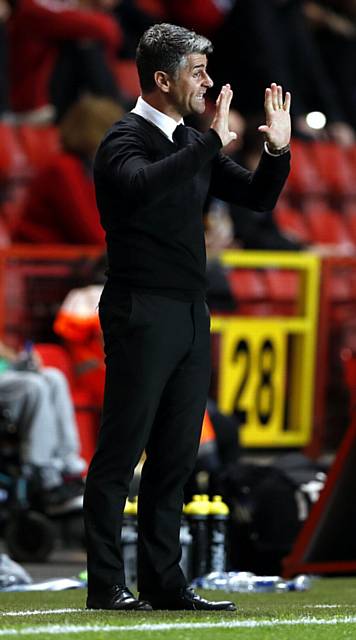 ATHLETIC manager Stephen Robinson directs his team