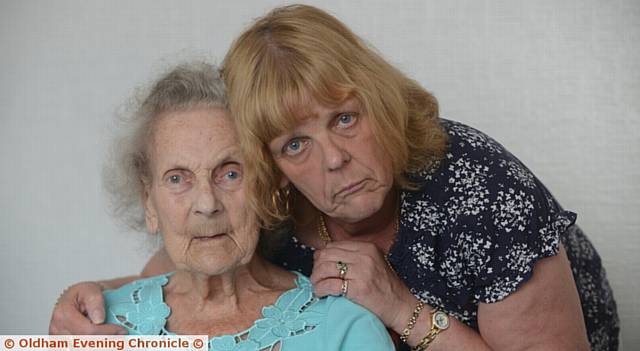 Disabled pensioner Celia Hodkin has been refused a wheelchair by the CCG because she doesn't meet the criteria. Pic shows her with her daughter Cath Stone.